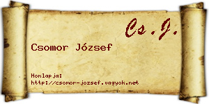 Csomor József névjegykártya